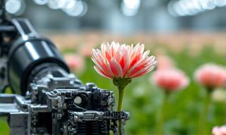 花を優しく収穫するロボットアーム